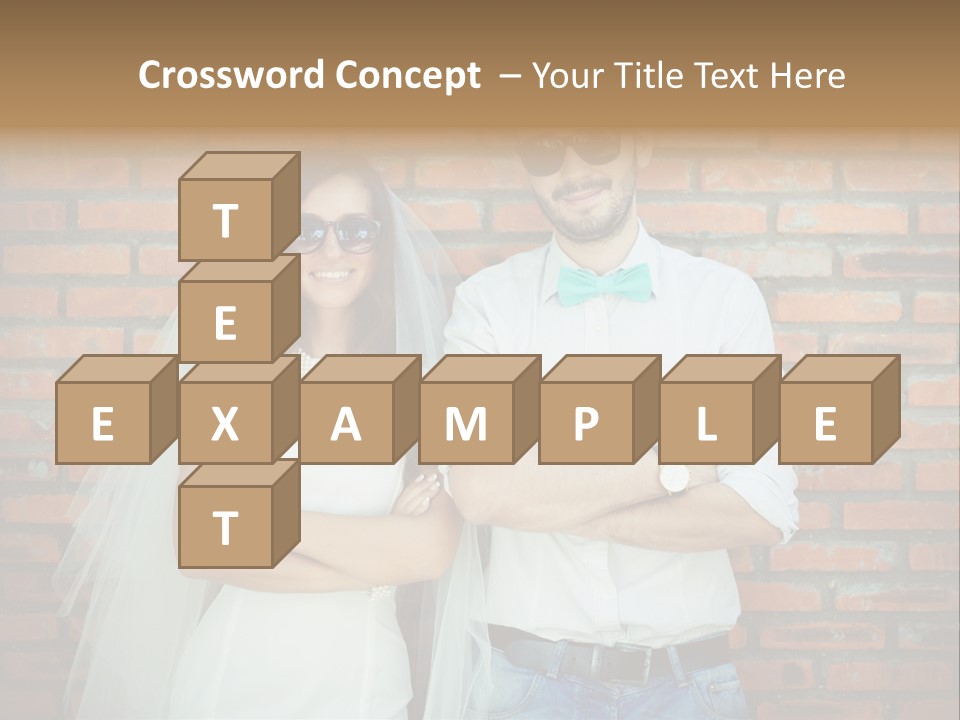 A Man And A Woman Standing Next To Each Other In Front Of A Brick Wall PowerPoint Template