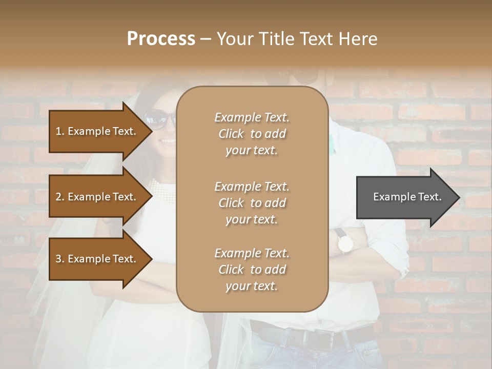 A Man And A Woman Standing Next To Each Other In Front Of A Brick Wall PowerPoint Template