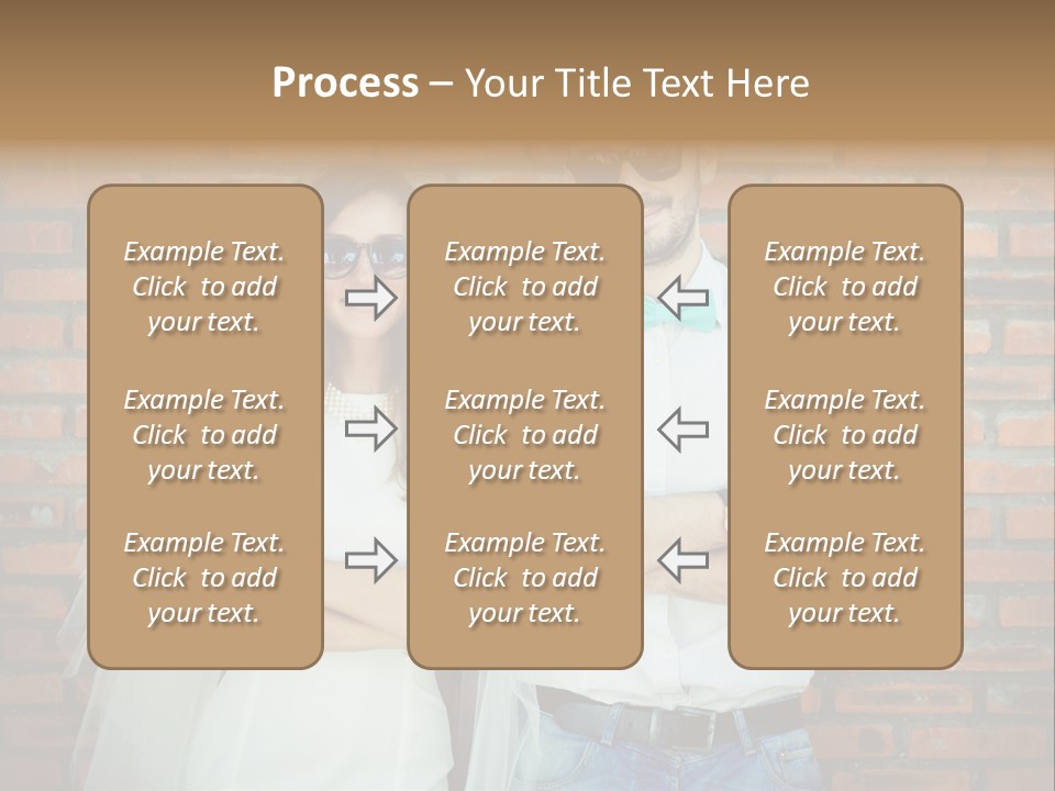 A Man And A Woman Standing Next To Each Other In Front Of A Brick Wall PowerPoint Template