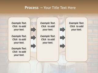 A Man And A Woman Standing Next To Each Other In Front Of A Brick Wall PowerPoint Template