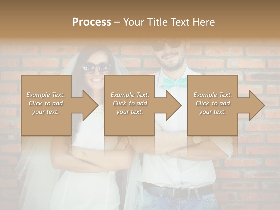 A Man And A Woman Standing Next To Each Other In Front Of A Brick Wall PowerPoint Template