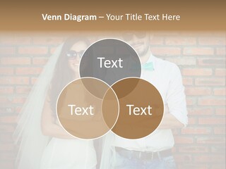 A Man And A Woman Standing Next To Each Other In Front Of A Brick Wall PowerPoint Template
