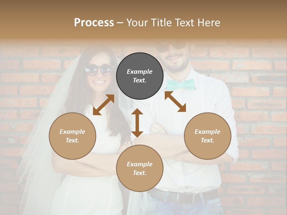 A Man And A Woman Standing Next To Each Other In Front Of A Brick Wall PowerPoint Template