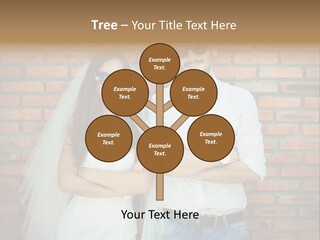 A Man And A Woman Standing Next To Each Other In Front Of A Brick Wall PowerPoint Template