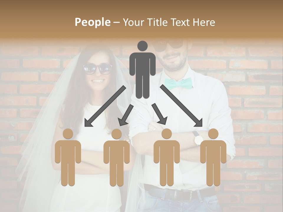 A Man And A Woman Standing Next To Each Other In Front Of A Brick Wall PowerPoint Template