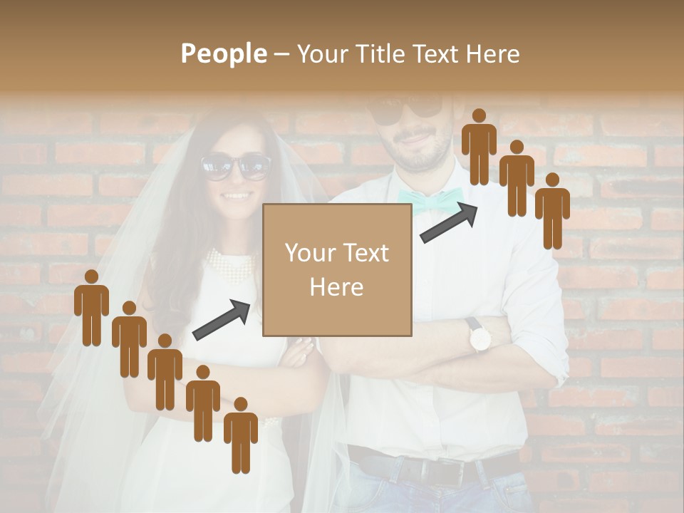 A Man And A Woman Standing Next To Each Other In Front Of A Brick Wall PowerPoint Template