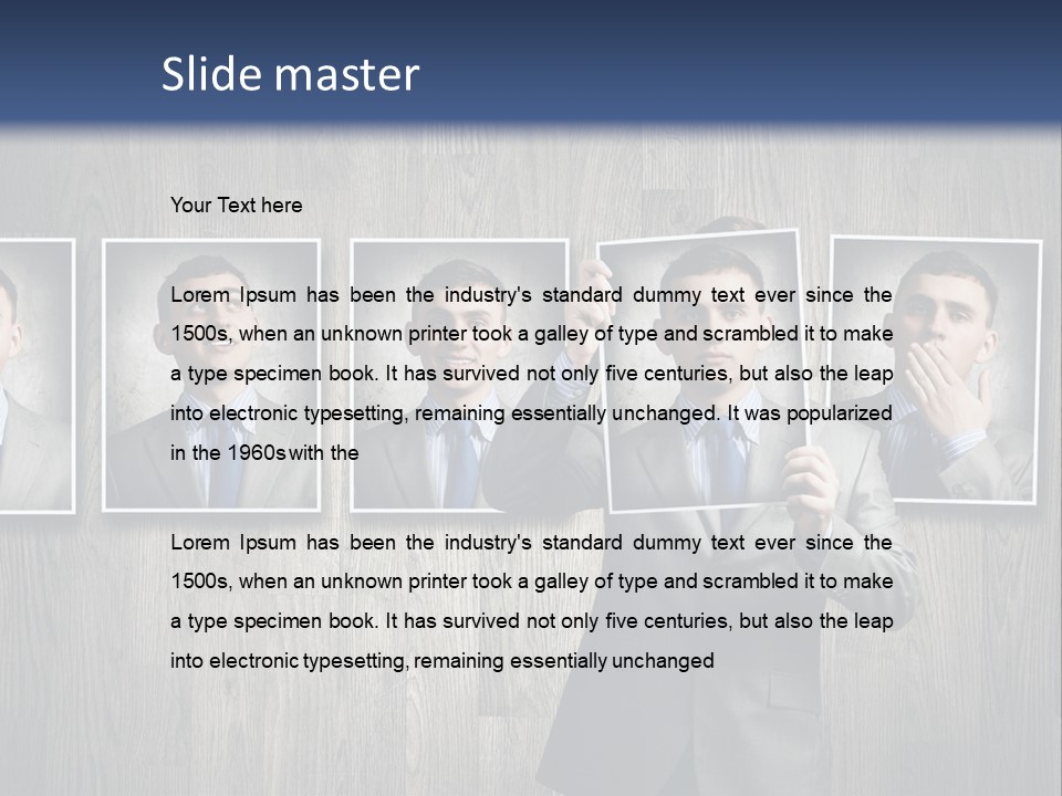 A Man In A Suit Is Holding His Hand Up To His Face PowerPoint Template