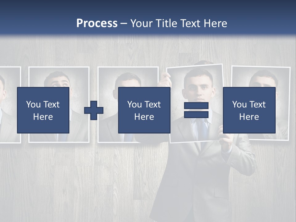 A Man In A Suit Is Holding His Hand Up To His Face PowerPoint Template
