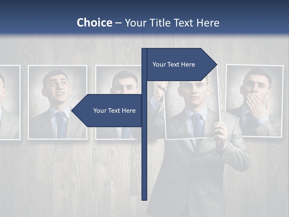 A Man In A Suit Is Holding His Hand Up To His Face PowerPoint Template