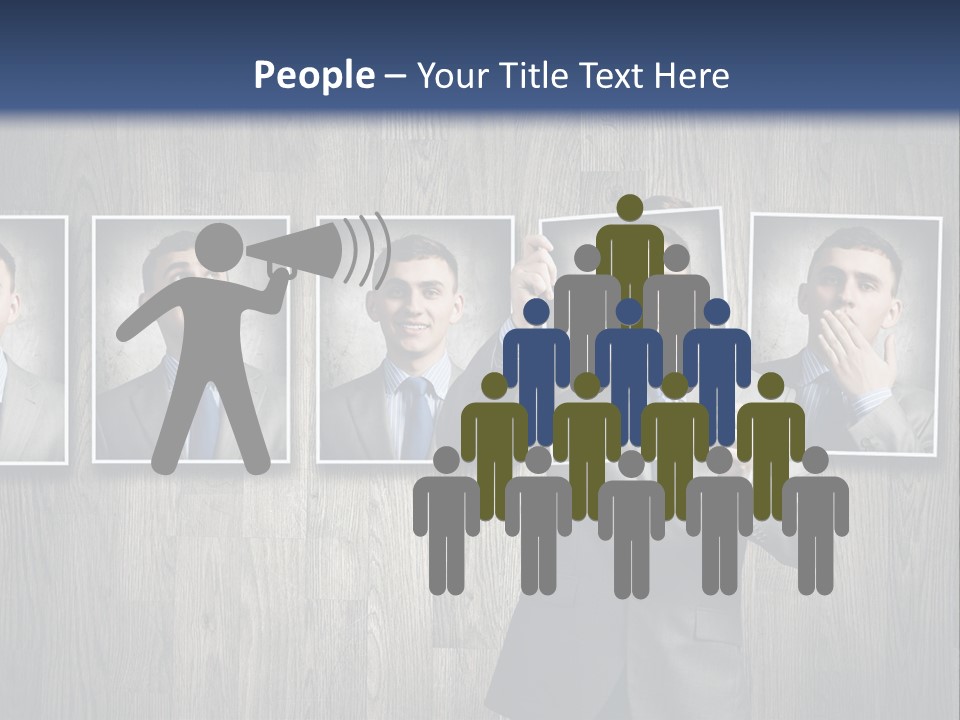 A Man In A Suit Is Holding His Hand Up To His Face PowerPoint Template