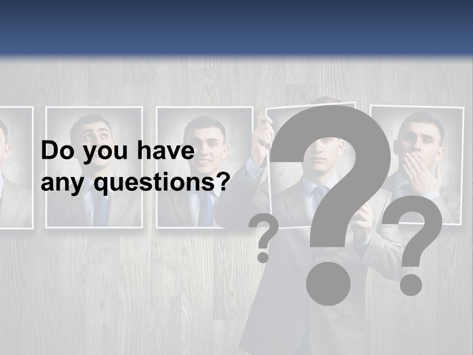 A Man In A Suit Is Holding His Hand Up To His Face PowerPoint Template