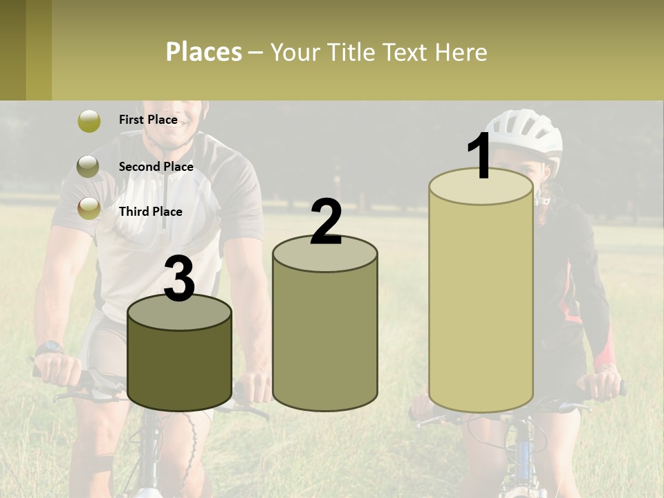 A Man And A Woman Riding Bikes In A Field PowerPoint Template