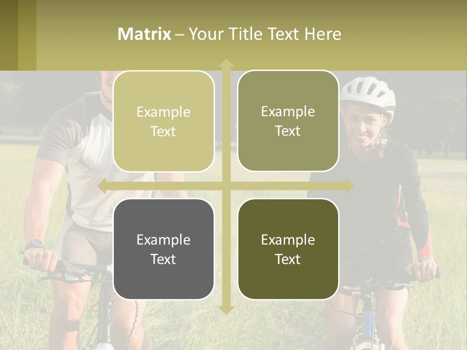 A Man And A Woman Riding Bikes In A Field PowerPoint Template