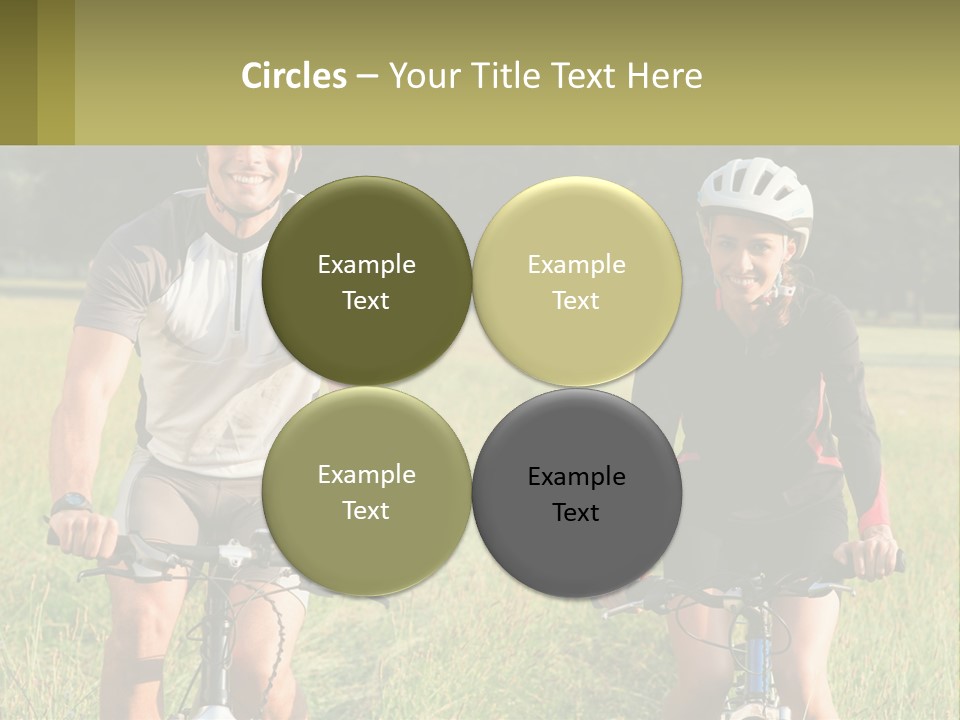 A Man And A Woman Riding Bikes In A Field PowerPoint Template