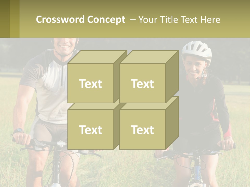 A Man And A Woman Riding Bikes In A Field PowerPoint Template
