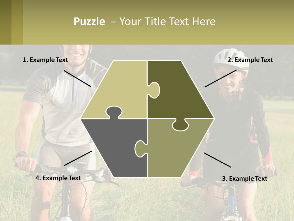 A Man And A Woman Riding Bikes In A Field PowerPoint Template