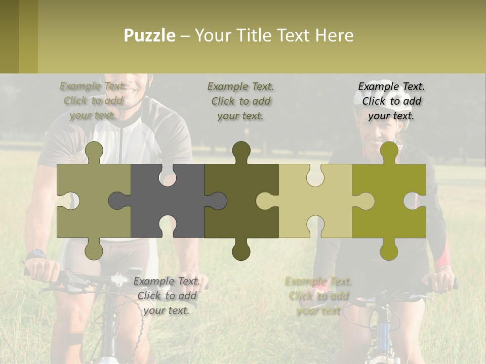 A Man And A Woman Riding Bikes In A Field PowerPoint Template