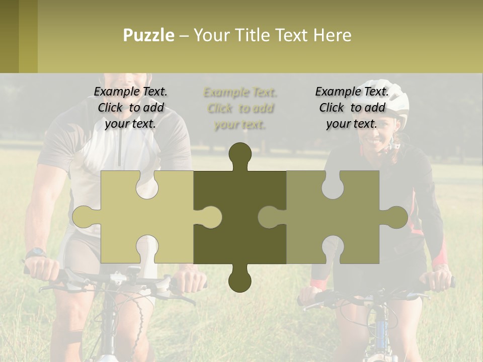 A Man And A Woman Riding Bikes In A Field PowerPoint Template