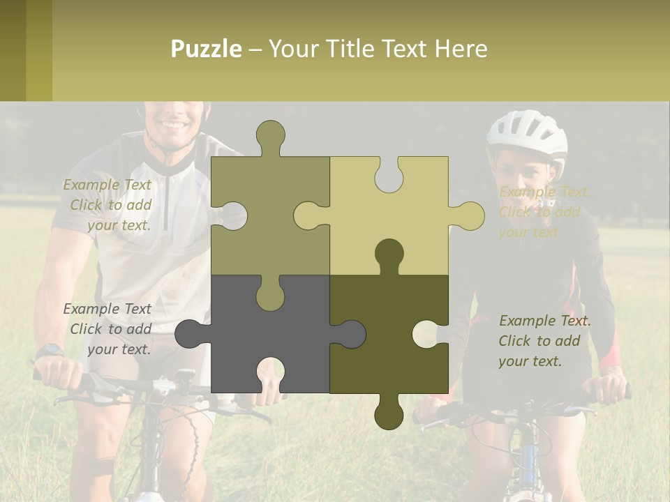 A Man And A Woman Riding Bikes In A Field PowerPoint Template