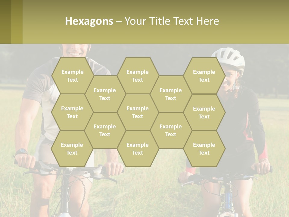 A Man And A Woman Riding Bikes In A Field PowerPoint Template