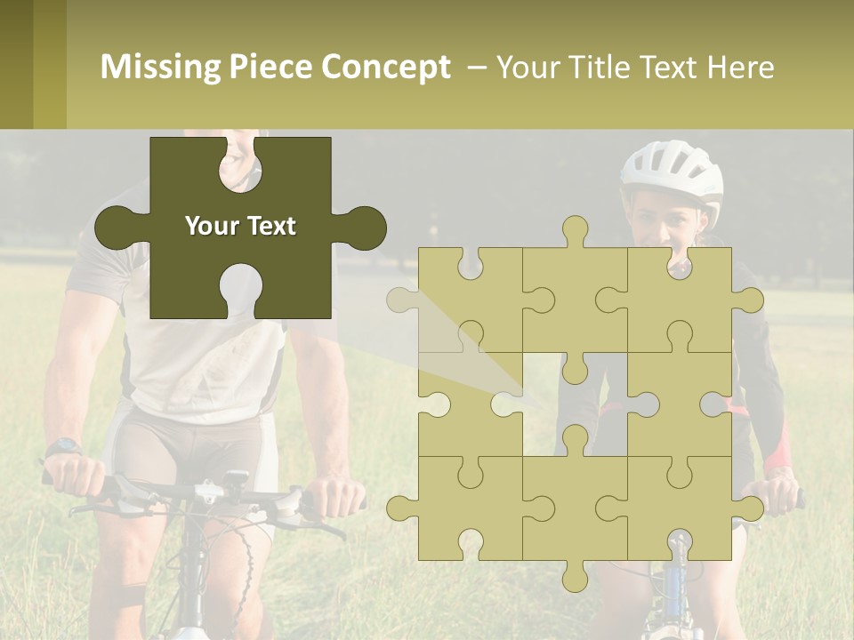 A Man And A Woman Riding Bikes In A Field PowerPoint Template