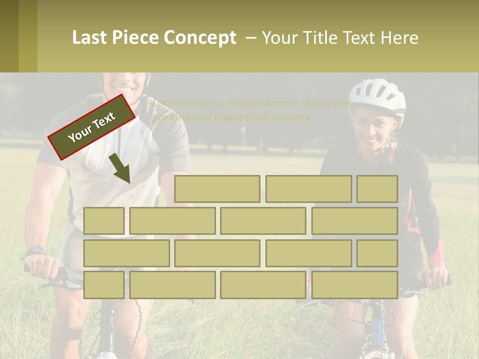 A Man And A Woman Riding Bikes In A Field PowerPoint Template