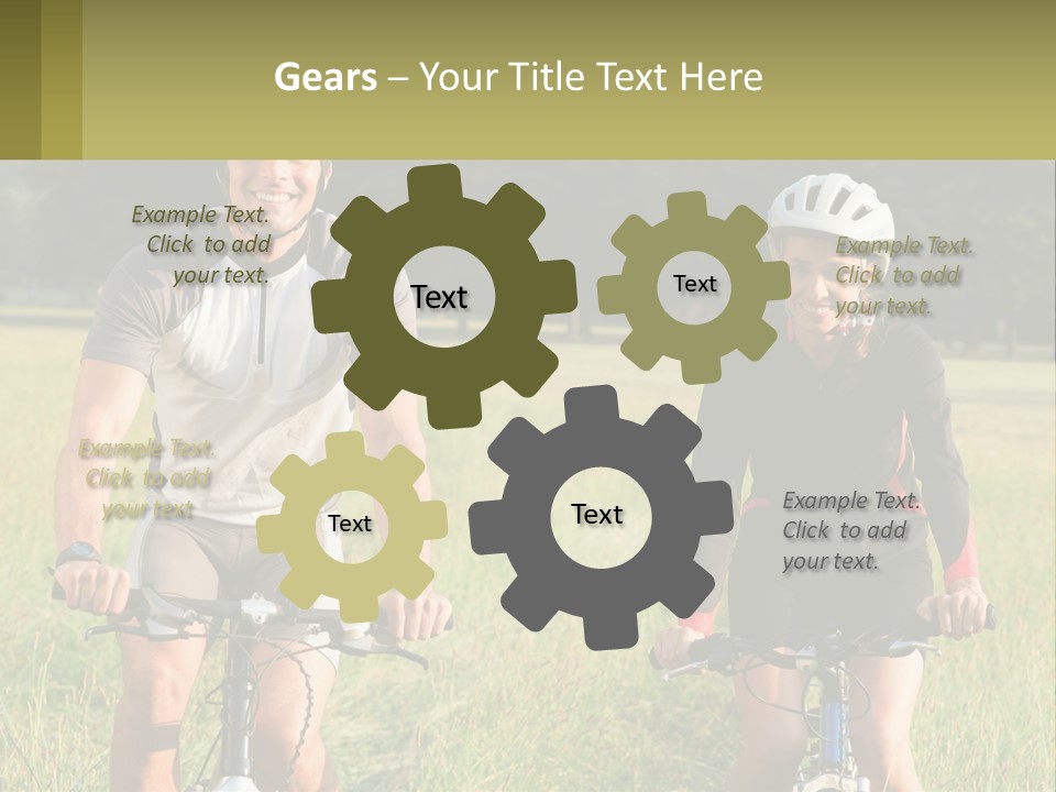 A Man And A Woman Riding Bikes In A Field PowerPoint Template