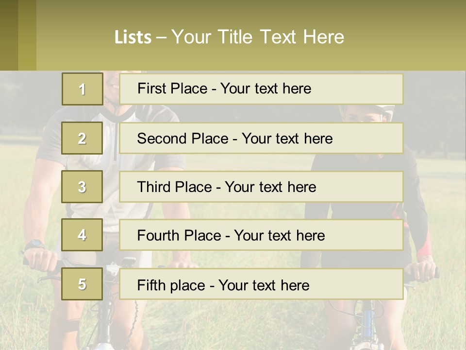 A Man And A Woman Riding Bikes In A Field PowerPoint Template