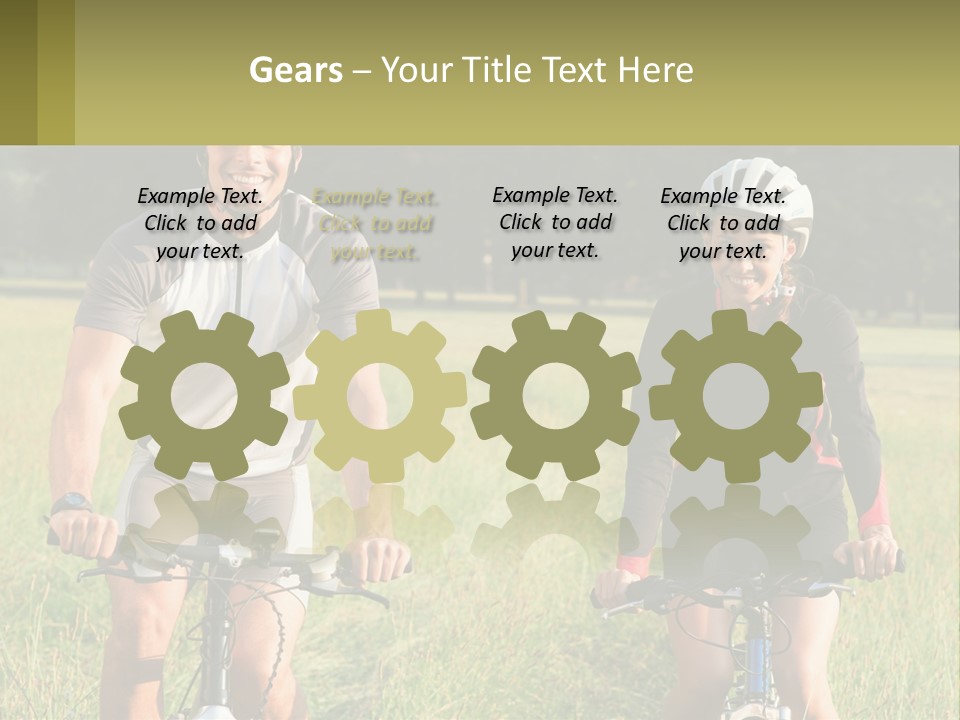 A Man And A Woman Riding Bikes In A Field PowerPoint Template