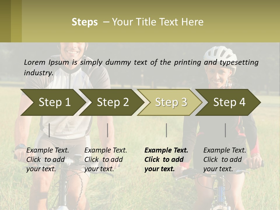 A Man And A Woman Riding Bikes In A Field PowerPoint Template