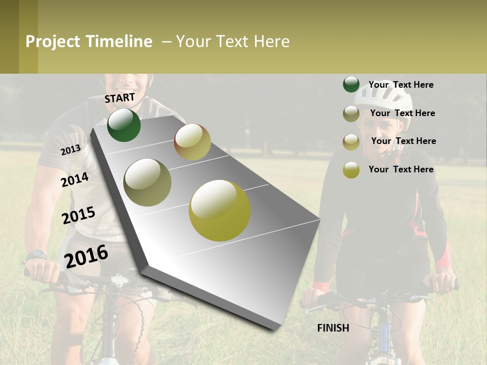 A Man And A Woman Riding Bikes In A Field PowerPoint Template