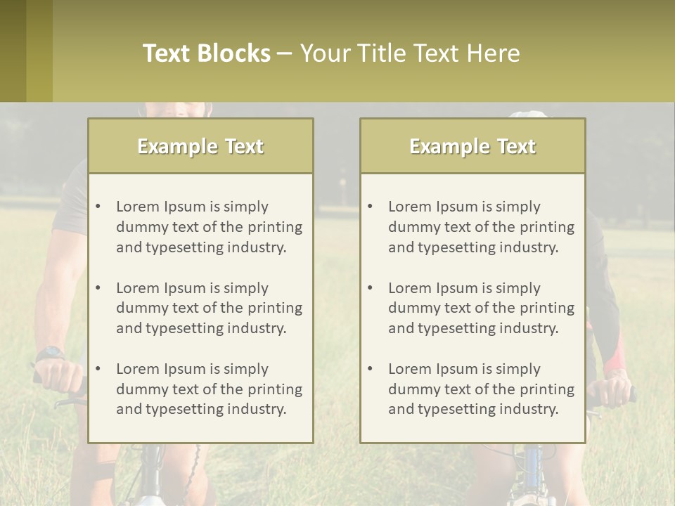 A Man And A Woman Riding Bikes In A Field PowerPoint Template