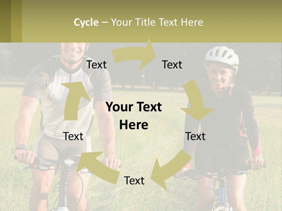 A Man And A Woman Riding Bikes In A Field PowerPoint Template