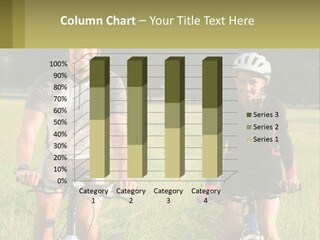 A Man And A Woman Riding Bikes In A Field PowerPoint Template