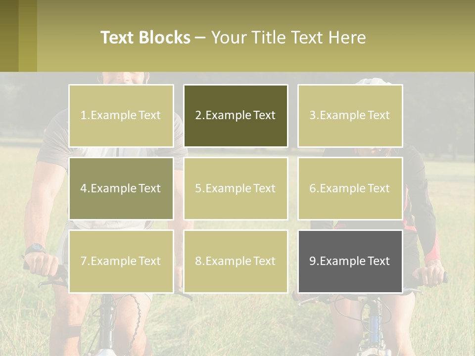 A Man And A Woman Riding Bikes In A Field PowerPoint Template