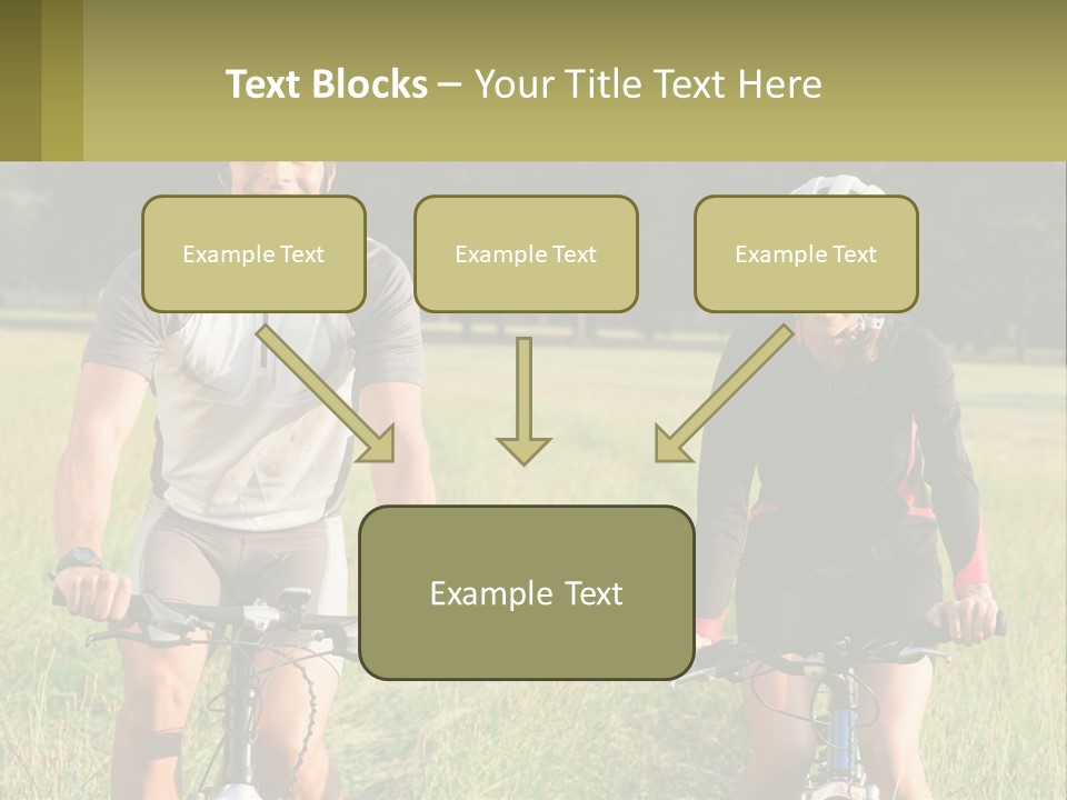 A Man And A Woman Riding Bikes In A Field PowerPoint Template