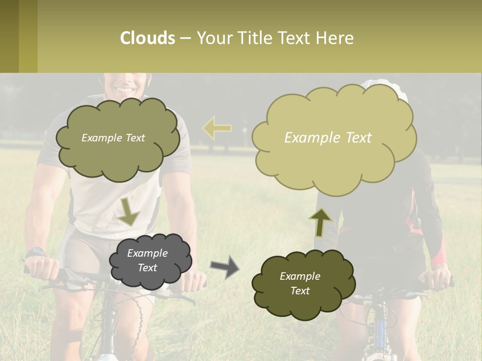 A Man And A Woman Riding Bikes In A Field PowerPoint Template