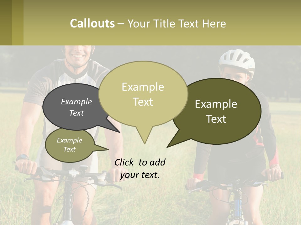 A Man And A Woman Riding Bikes In A Field PowerPoint Template