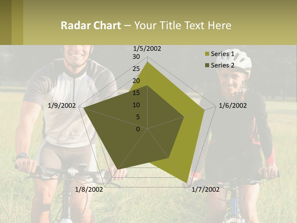 A Man And A Woman Riding Bikes In A Field PowerPoint Template