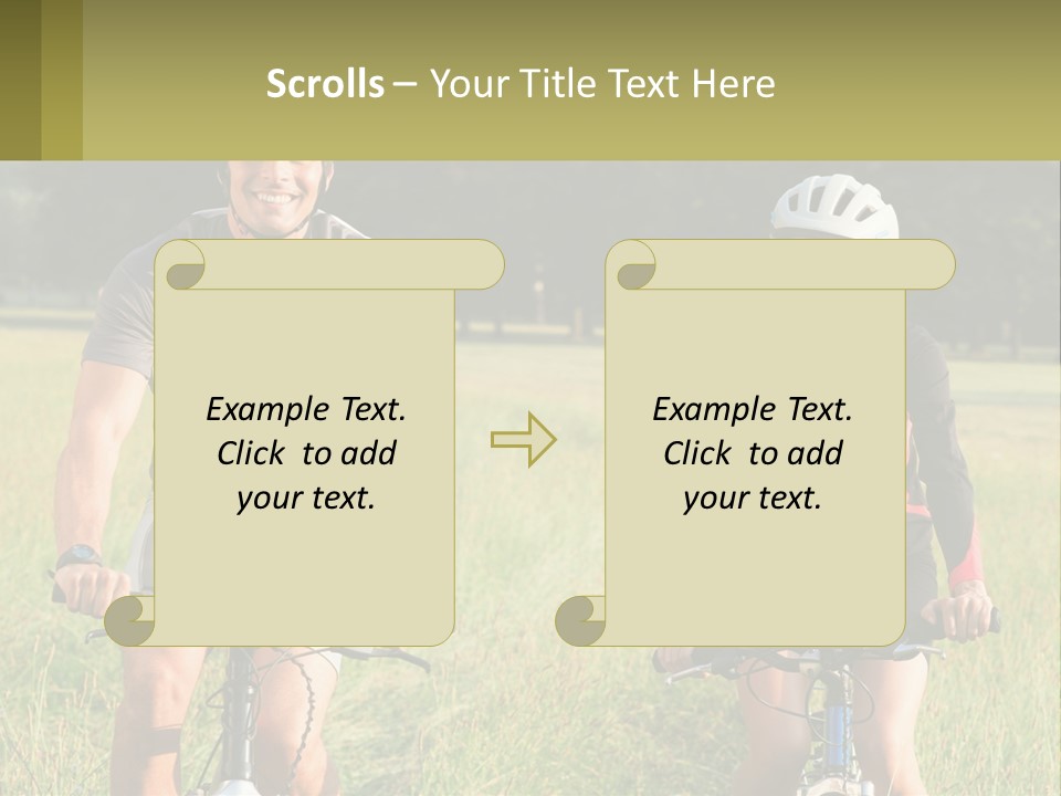 A Man And A Woman Riding Bikes In A Field PowerPoint Template