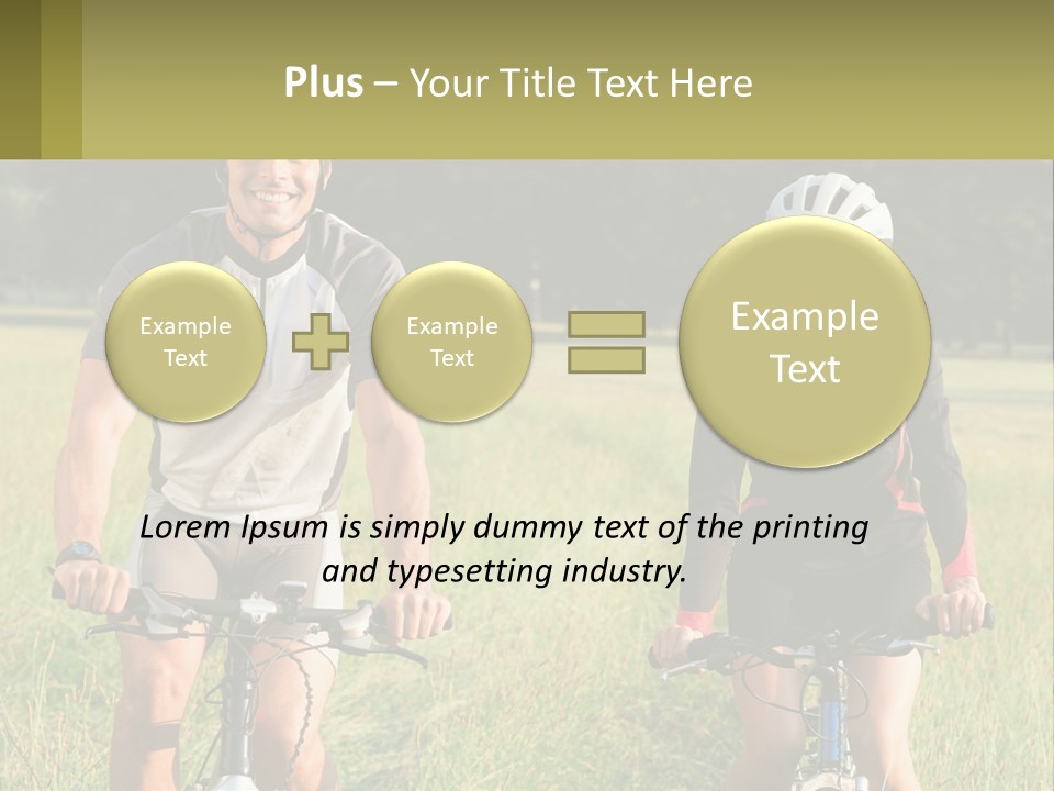 A Man And A Woman Riding Bikes In A Field PowerPoint Template