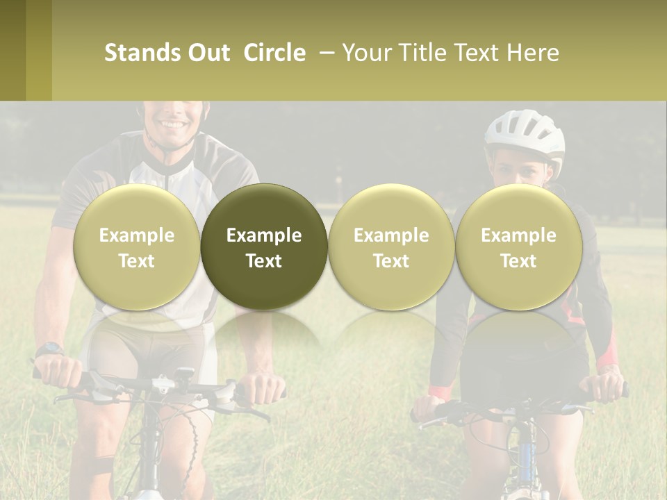 A Man And A Woman Riding Bikes In A Field PowerPoint Template
