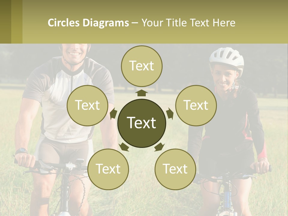 A Man And A Woman Riding Bikes In A Field PowerPoint Template