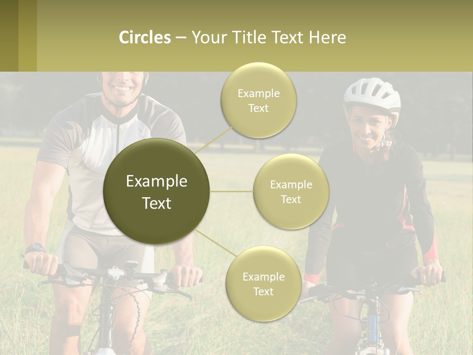 A Man And A Woman Riding Bikes In A Field PowerPoint Template