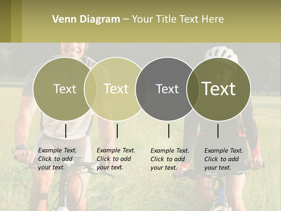 A Man And A Woman Riding Bikes In A Field PowerPoint Template