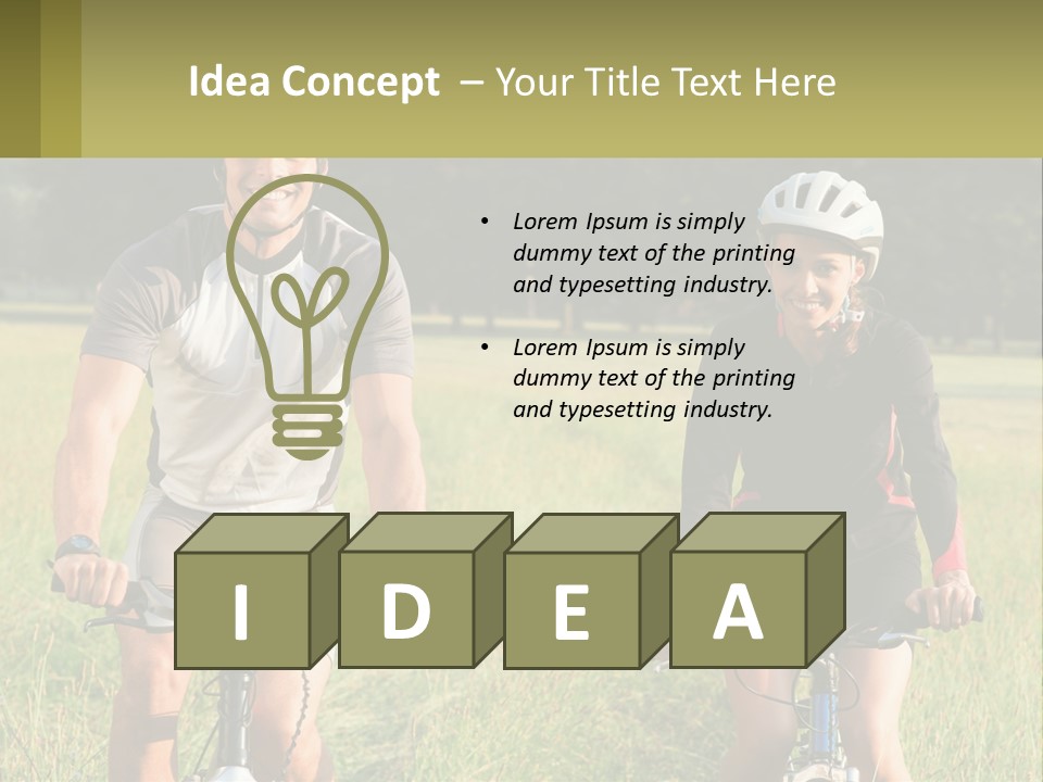 A Man And A Woman Riding Bikes In A Field PowerPoint Template