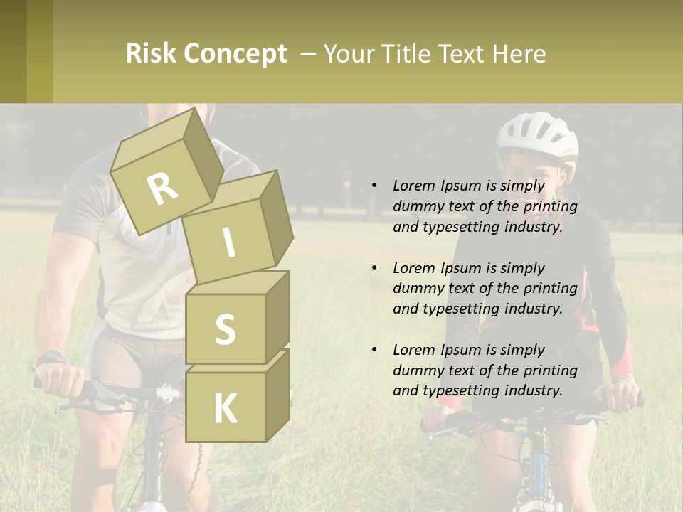 A Man And A Woman Riding Bikes In A Field PowerPoint Template