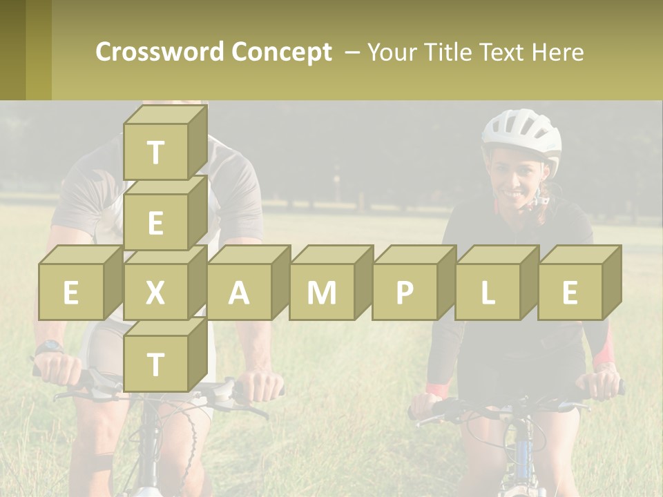 A Man And A Woman Riding Bikes In A Field PowerPoint Template