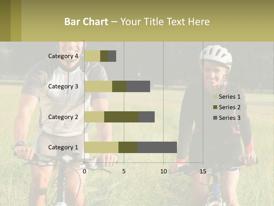 A Man And A Woman Riding Bikes In A Field PowerPoint Template