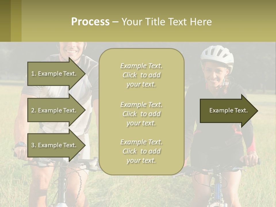 A Man And A Woman Riding Bikes In A Field PowerPoint Template
